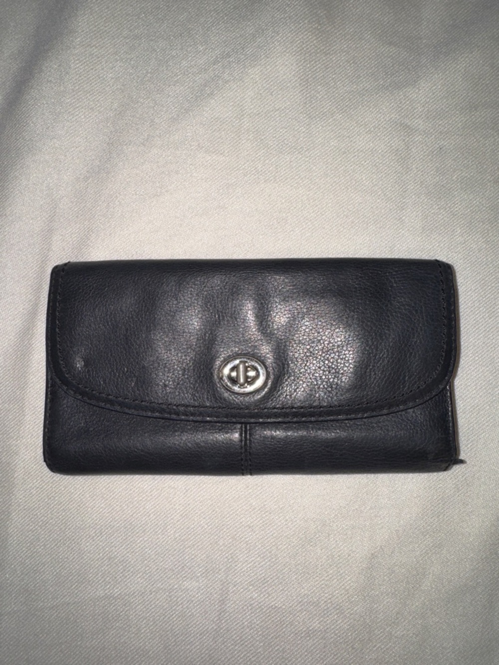 Coach Black Leather Turnlock Wallet